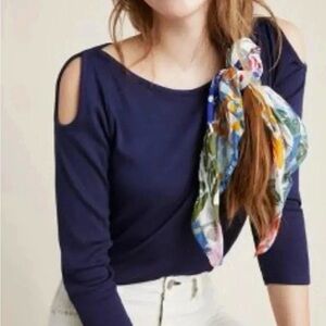 Anthropologie Jane Ribbed Open Shoulder Top | NWOT